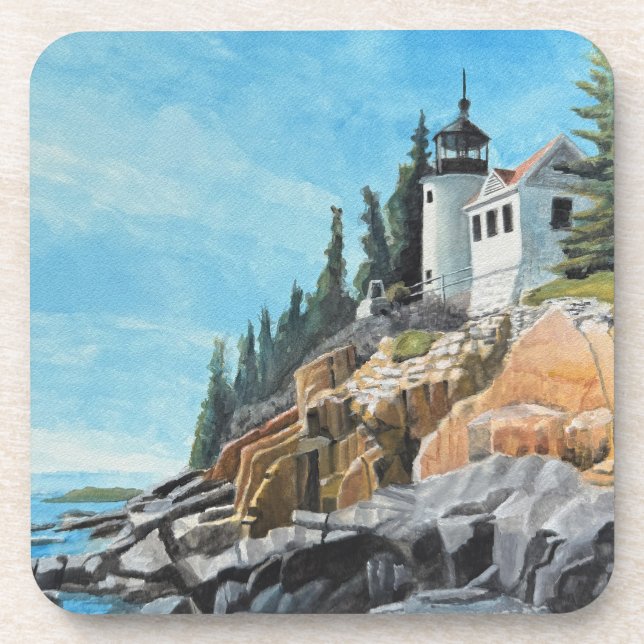 Bass Harbor Leuchtturm Getränkeuntersetzer (Vorderseite)