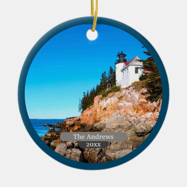 Bass Harbor Lighthouse Acadia Keramik Ornament (Vorne)