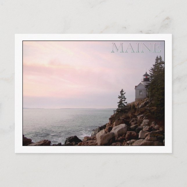 Bass Harbour Head Light, MAINE Postkarte (Vorderseite)