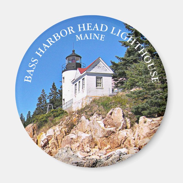 Bass Harbour Head Lighthouse, Maine Round Magnet (Devant)