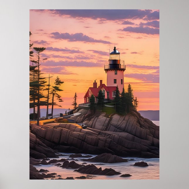 Bass Harbour Head Lighthouse Sunrise Poster (Vorne)