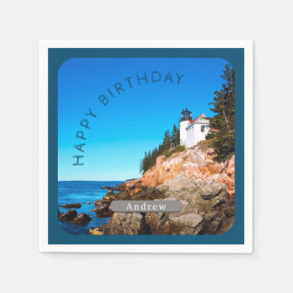 Bass Harbour Lighthouse Birthday Acadia NP Serviette
