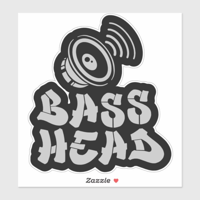 BASS HEAD black/grey Aufkleber (Blatt)