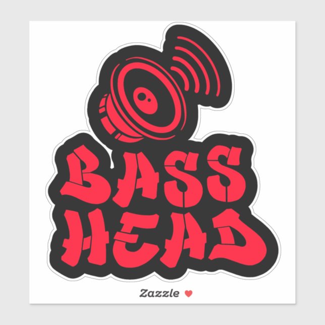 BASS HEAD red black Aufkleber (Blatt)