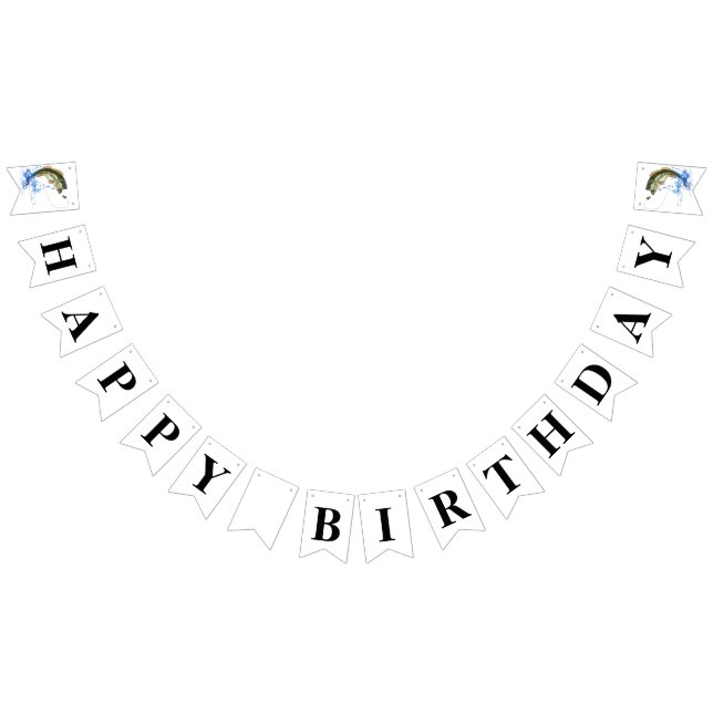 Bass Jumping Fishing Happy Birthday Wimpelkette (Alle)