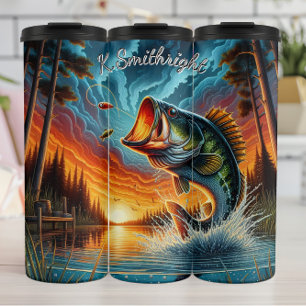 Bass Jumping Sunset Waves Thermosbecher