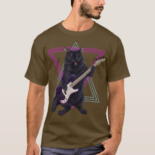 Bass Kitty Cat spielt Bass Gitarre Rock und r T-Shirt