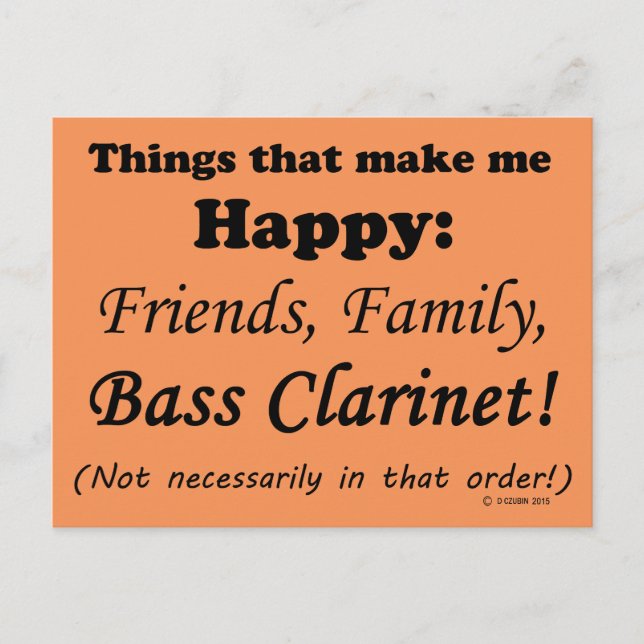 Bass Klarinette macht mich glücklich Postkarte (Vorderseite)
