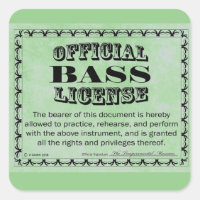 Bass License Square Aufkleber
