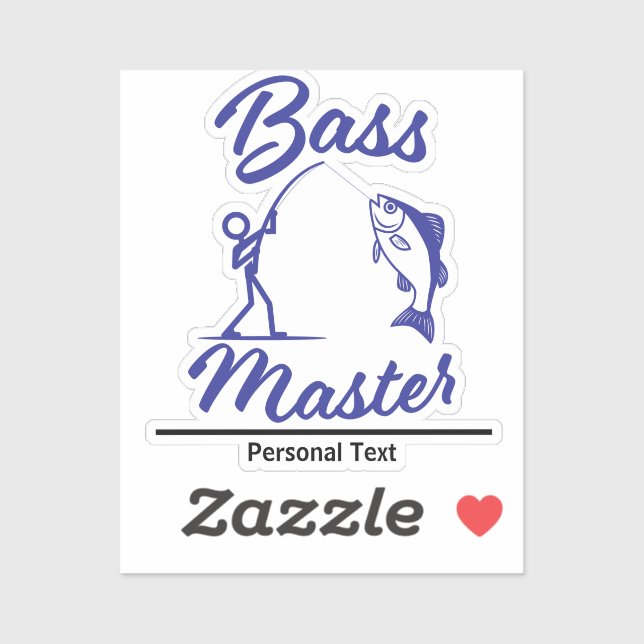 Bass Master Stick Man illustration, personalize Aufkleber (Blatt)