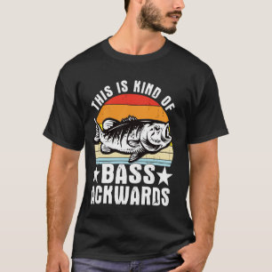Bass Rückwärts Retro Angelrute Fisch Lustiger Bass T-Shirt