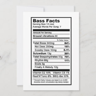 Bass Sängerin "Nutritional Information Label" Karte
