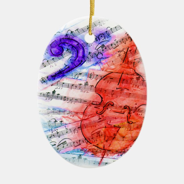 Bass-Schnitt-Noten - Verzierung Keramik Ornament (Vorne)