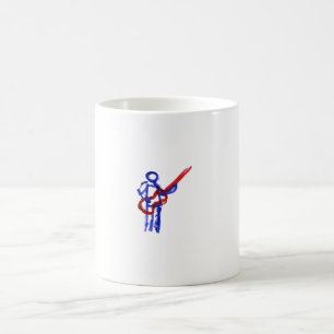 Bass-Spieler-Konturzahl Rot und Blau Kaffeetasse
