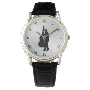 Bass-Spieler-Musiker-Schwarz-Zahlen Armbanduhr