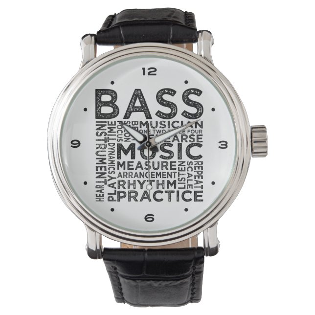 Bass Typografie Armbanduhr (Vorderseite)