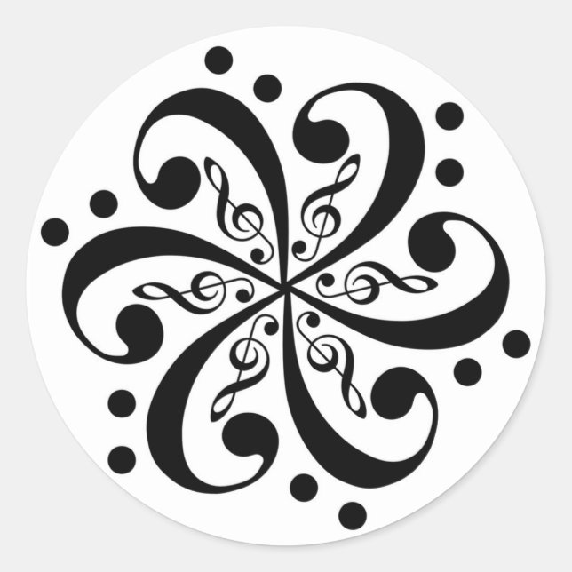 Bass- und Treble-Clef-Aufkleber drehen Runder Aufkleber (Vorderseite)