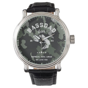 BASS VATER EVER Funny Fishing Vatertag Camouflagge Armbanduhr