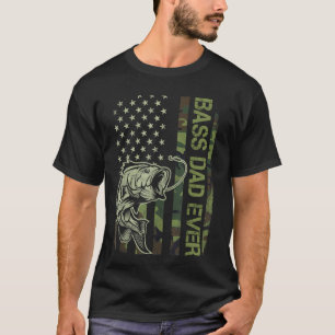 Bass-Vater je Fischen amerikanische Flagge Camoufl T-Shirt