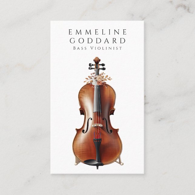 Bass Violin Music Teacher Musiker Visitenkarte (Vorderseite)