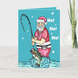 Bassangeln Santa Claus Weihnachten Karte