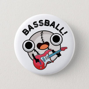 Bassball Funny Baseball Bass Gitarrist Pun Button