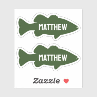 Basse de pêche verte personnalisée Sticker Nom de 