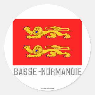 Basse-Normandieflagge mit Namen Runder Aufkleber