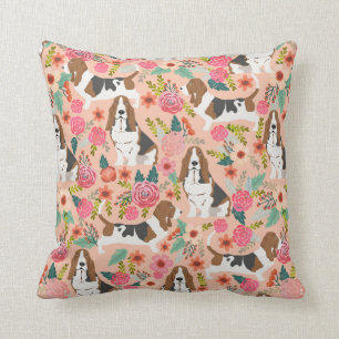 Basset-Blumenkissen - niedliches Hundedesign Kissen