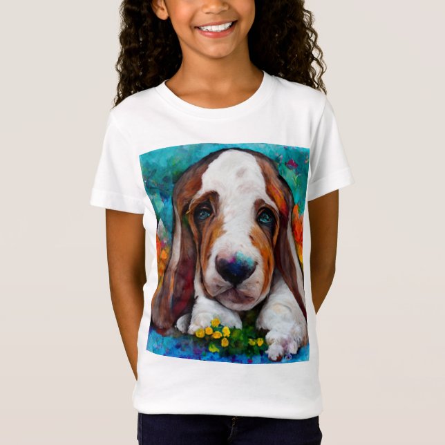 Basset chien hound filles T-shirt (Devant)
