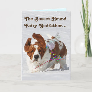 "Basset Fairy Godfather" sur la carte d'anniversai