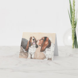 Basset Friends Dog Art Aquarellfarbenkarte