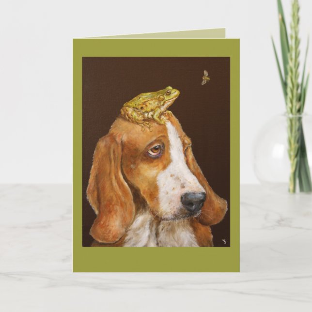 Basset, Frosch und Fliegenkarte Karte (Vorderseite)