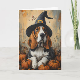 Basset Hexe Halloween Feiertagskarte