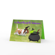 Basset "Hexe" mit Frosch und Kauldron auf Hallowee