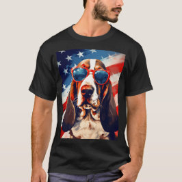 Basset Hound 4. Juli amerikanische Flagge T-Shirt
