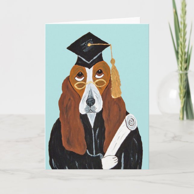 Basset Hound Absolvent Karte (Vorderseite)
