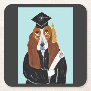 Basset Hound Absolvent Rechteckiger Pappuntersetzer