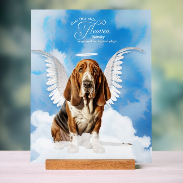 Basset Hound Angel Chien Nom animal Mémorial (Neutre)