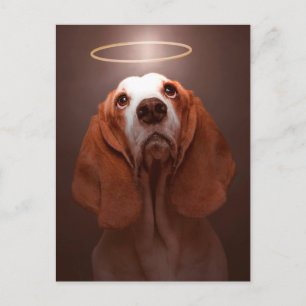 Basset Hound Angel Postkarte