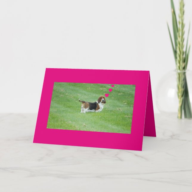 Basset Hound auf der Grußkarte "Vermisstes Du" Karte (Vorderseite)