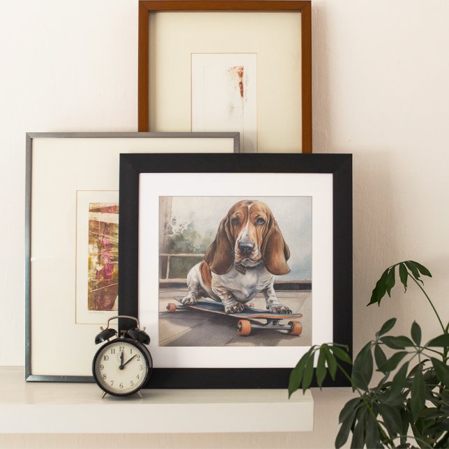 Basset Hound auf Skateboard Poster (Von Creator hochgeladen)