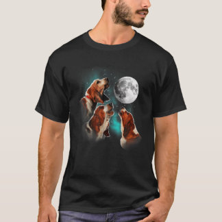 Basset Hound , Basset Howling am Mond T-Shirt