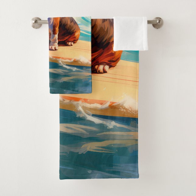 Basset Hound Beach Surf Peinture (En situation)