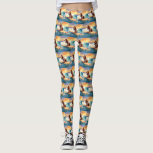 Basset Hound Beach Surfen Malerei Leggings