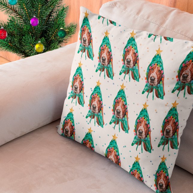 Basset Hound Breed Dog Pattern Sterne Weihnachten Kissen (Von Creator hochgeladen)