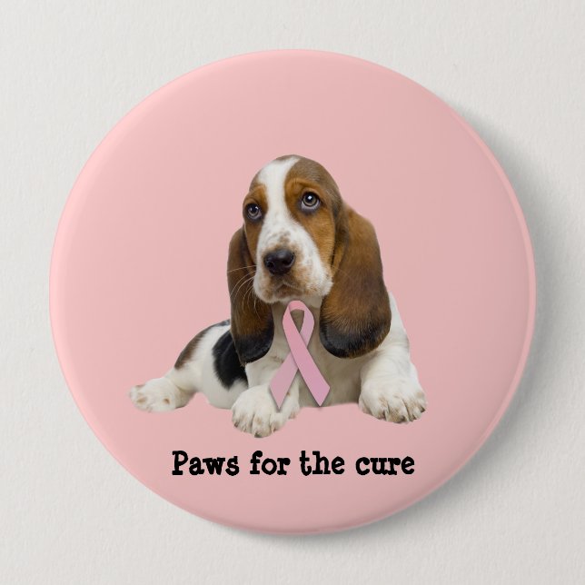 Basset Hound-Brustkrebs-Knopf Button (Vorderseite)