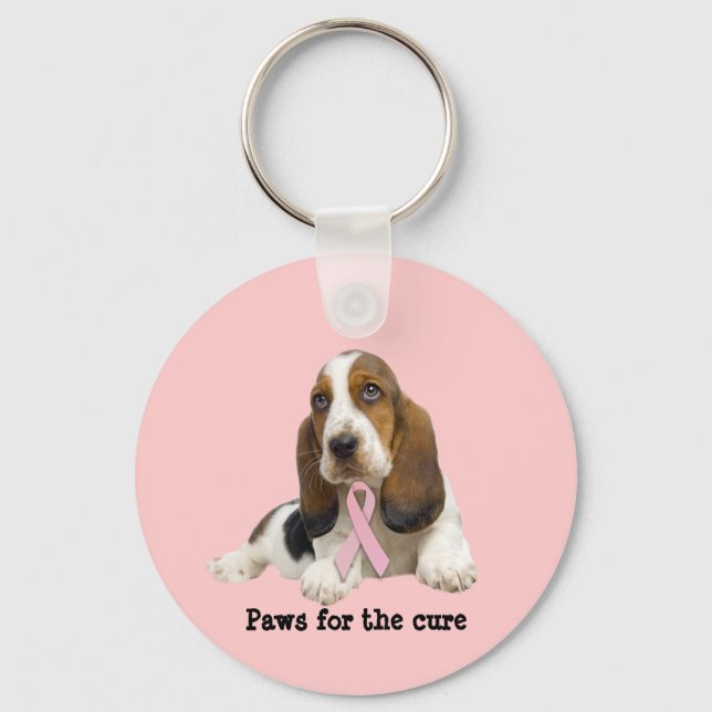 Basset Hound Brustkrebs Schlüsselanhänger (Vorderseite)