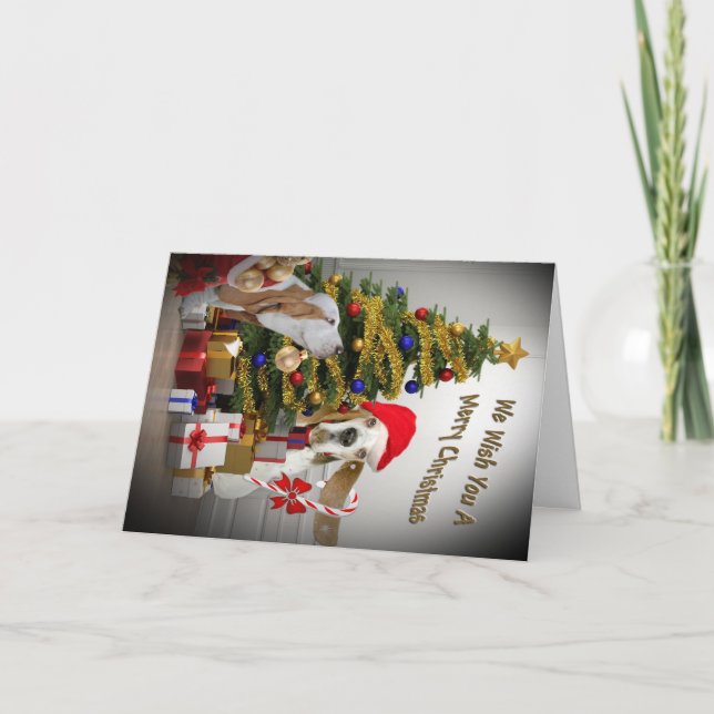 Basset Hound Cartes de voeux de Noël (Devant)