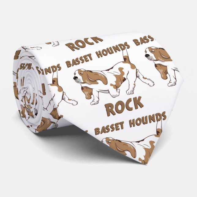 Basset-Hound-Cartoon Krawatte (Gerollt)
